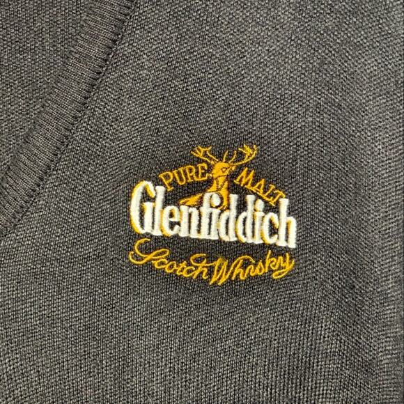 Vintage Glenfiddich Scotch Whiskey Black V Neck Pullover Sweater Men's Large - Picture 2 of 4